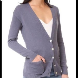 Brochu Walker The Horne Button Back Cashmere Blend Cardigan in Smoke Grey
